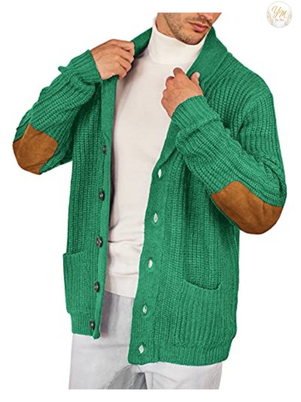 Men's Shawl Collar Cardigan Sweater Button Down Knitted with Pockets